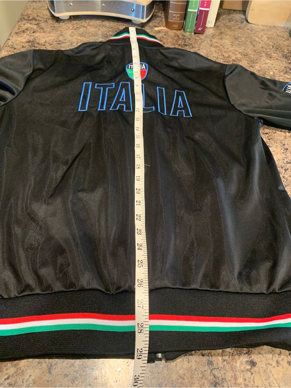 Italia Mens L Black Soccer Track Jacket Italy Crest Full Zip Warm Up NWOT Retro - Picture 12 of 13